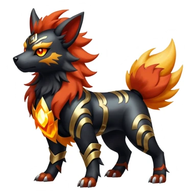 Shiny Gothic Exotic Futuristic Houndoom-Arcanine-Zorua-Torracat-Pokémon-Fakémon-hybrid-creature sticker