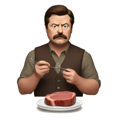 ron swanson eating steak sticker