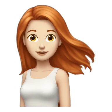 redhead white woman medium long straight hair, in love sticker