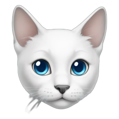 White cat with gray face nose and gray ears, blue eyes sticker