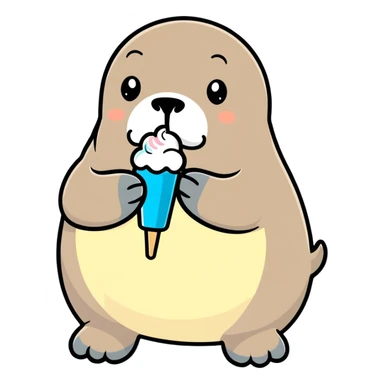 Tricheco che mangia gelato sticker