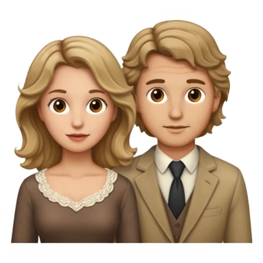 Married couple male dirty blonde hair and female brown wavy hair sticker