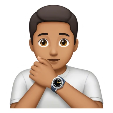 A person tapping their watch  sticker