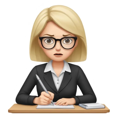 frau schreibt wütend eine bewerbung sticker