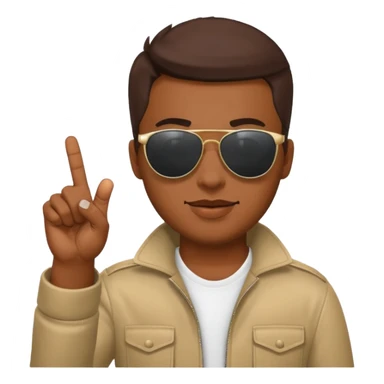 a brown skin guy holding up middle finger with sunglasses in sticker