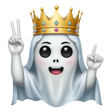 Fantasma con corona en la cabeza con el dedo malo en las manos  sticker
