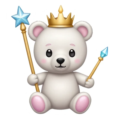 White Fairy glitter teddy with wand  sticker