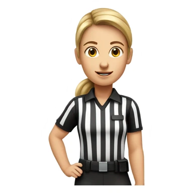 White woman with a brown ponytail American football referee with boy American  football player  sticker