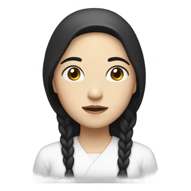 Woman white skin black hair praying with eyes closed sticker