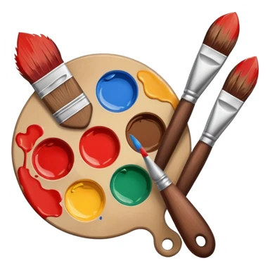 STICKER PINCEAUX ROUGE ET BRUN AVEC PALETTE DE PEINTURE ET TACHE DE PEINTURE sticker