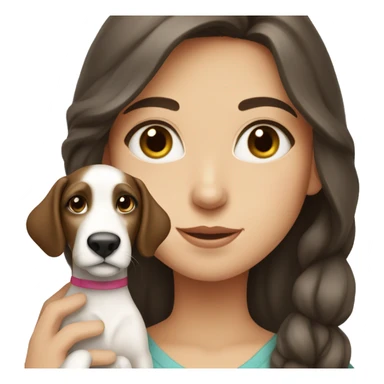 brunette girl with gray eyes holding a borzoi puppy in her arms sticker