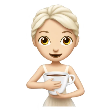 White Ballerina with a cup of coffee sticker