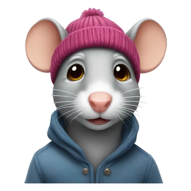 Rat wearing beanie  sticker