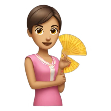 chica con abanico en la mano sticker