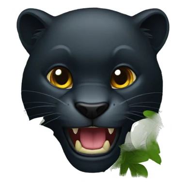 black panter animal with a sharp tooth behind a bush sticker