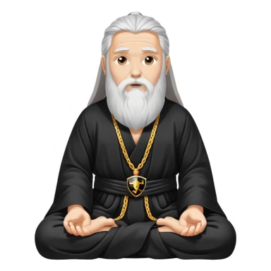 Wise spiritual guru with long beard wearing Lamborghini logo, meditation pose sticker
