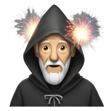 old man in hooded portrait holding firework  sticker