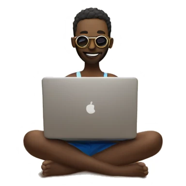 Freelancer on a beach with laptop  sticker
