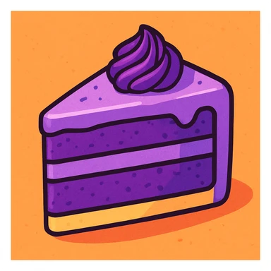 a slice of purple yam cake, stylized illustration sticker