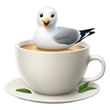 seagull in a cup of tea sticker