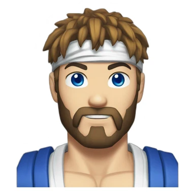 ryu street fighter blue eyes with beard sticker
