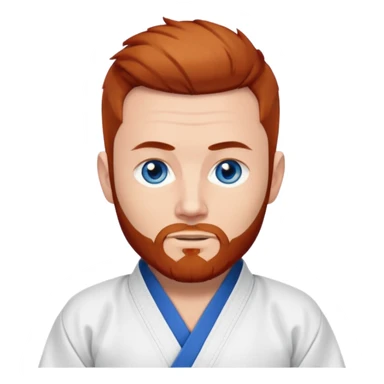 homme blanc, yeux bleu, cheveux brun très court avec barbe rousse et boucle d'oreille doré à l'oreille gauche avec kimono de jiu!jirsu sticker