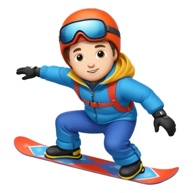 big round super harry guy snowbording down mountain sticker