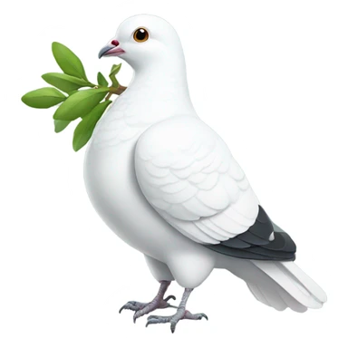 a white pigeon with a green twig in its beak sticker