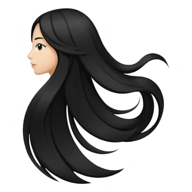 back view of long black hair sticker