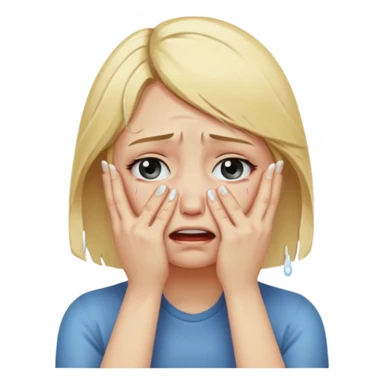 Blonde girl crying with hands covering face sticker