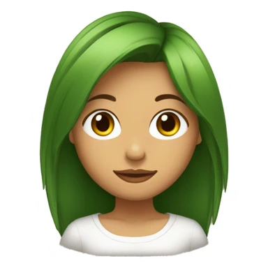 Chica con el pelo cortado capas color castaño y ojos verdes, cara redonda sticker