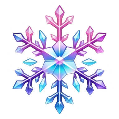 Gradient iridescent Pastel rainbow Pink violet blue white crystal star snowflake  sticker