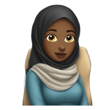 Hijab black girl dans un avion  sticker