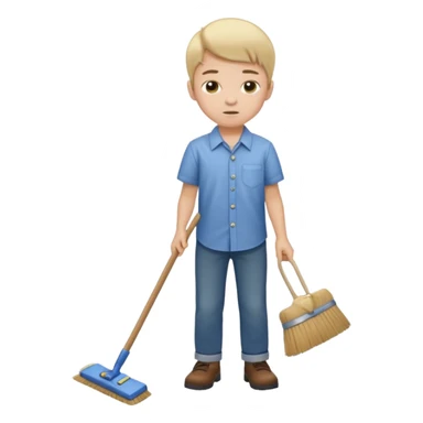 niño barriendo sticker
