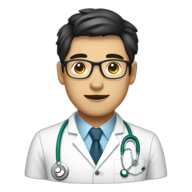 A doctor boy with white apron and wearing spectacles and dark hair sticker