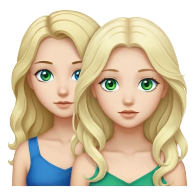 Two girls, one with long wavy black hair and blue eyes. The other girl has shoulder-length blonde hair and green eyes sticker