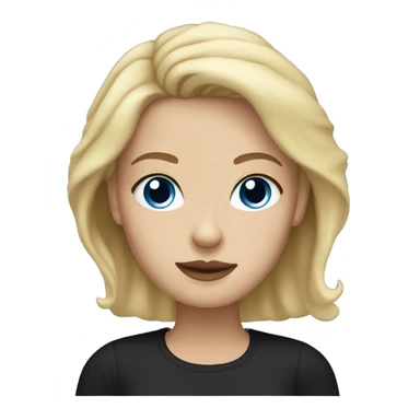 a woman with freckles and blue eyes, light skin, blonde hair and dark roots. black clothes sticker
