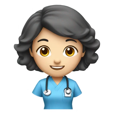 cute Asian nurse with smile, without hat, blue clothes sticker