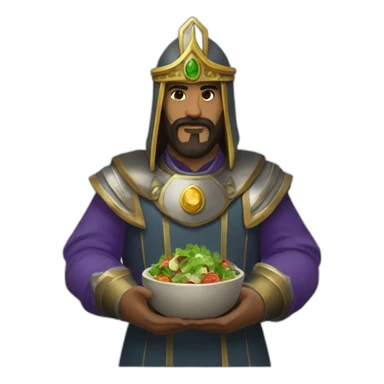 Saladin with gem in the left hand and salad in the right hand sticker