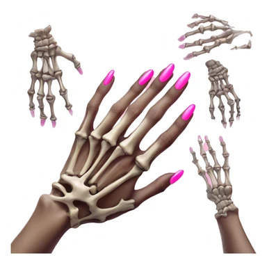 Skeleton hands bones with pink polish nails  sticker