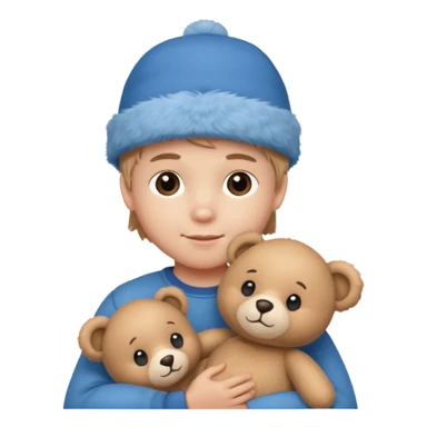 kid wearing hat with teddy bear  sticker