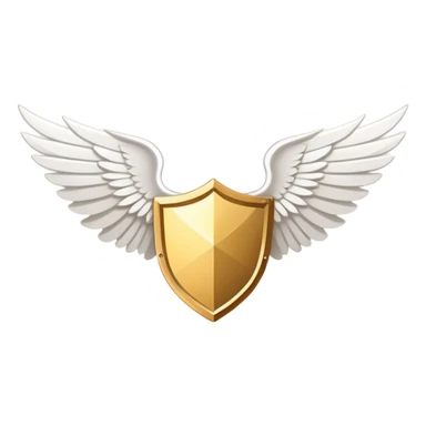 Simplified minimalist gold shield with small white wings and VIP text in the center, clean design sticker