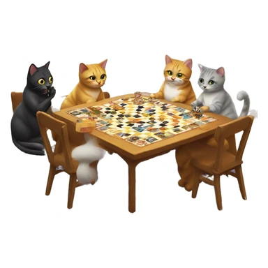 cats playing a board game at a birthday party sticker