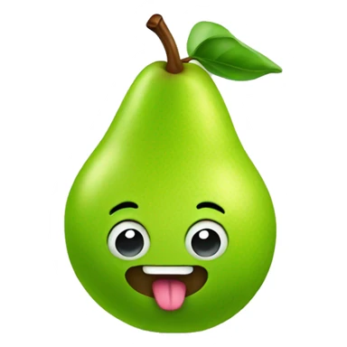 Green Cute pear with tongue sticker