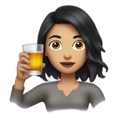 Women with dark hair drinking a shot  sticker