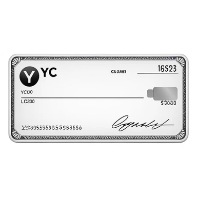 bank check for yc company sticker