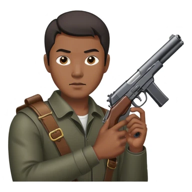 asian Man with a gun sticker