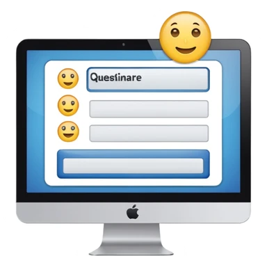 combination of a computer with a questionnaire  sticker