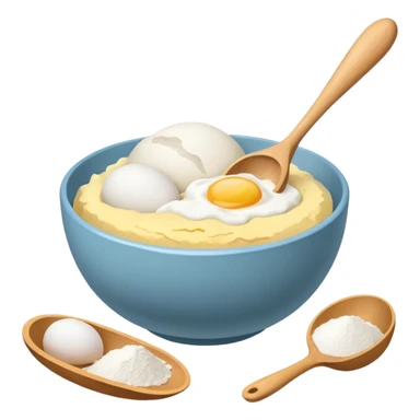 baking ingredients next to a mixing bowl sticker