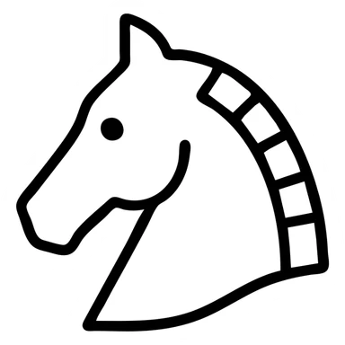 Hermes horse head, classic luxury brand style, black outlined icon style, no fill, elegant and timeless sticker